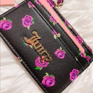 Juicy Couture Black with Purple Flowers Card Case